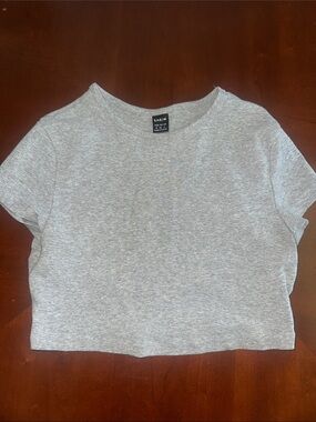SHEIN Heather Gray Crewneck Crop Tee